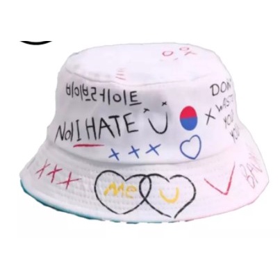 TERMURAH TOPI BUCKET HAT UNISEX SABLON BADAS BOLAK BALIK PANTAI NEW FASHION