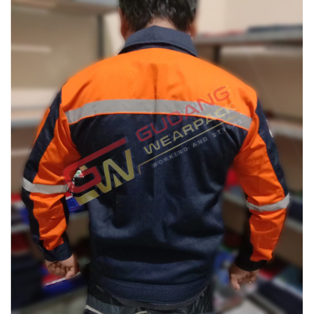 Gudang Wearpack - Baju Kerja Seragam Proyek Warna Dongker Oren