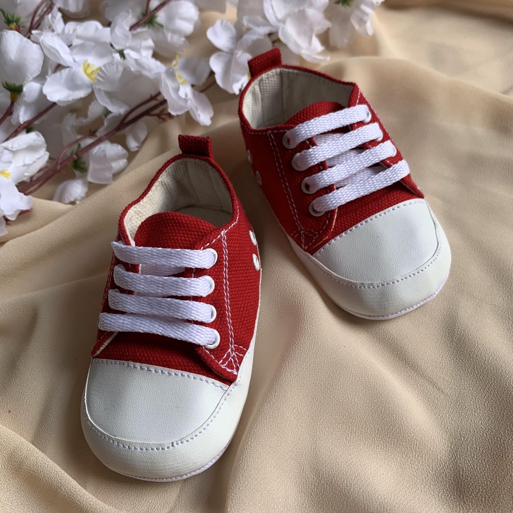 NEWARRIVAL SEPATU BAYI SNEAKERS PREWALKER TALI CONV TERBARU FASHION USIA 0-12 BULAN SEPATU ANAK MERANGKAK TERMURAH GRATIS ONGKIR Sepatu Prewalker Casual Anti Selip bayi cowok newborn 3-18 Bulan Sepatu Anak Bayi - Baby Prewalker Shoes Socks Anti Slip