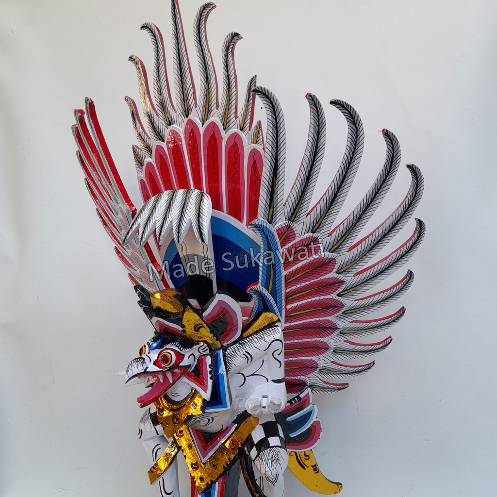 kerajinan patung garuda bali tinggi 60cm ukiran kayu handmade lukis