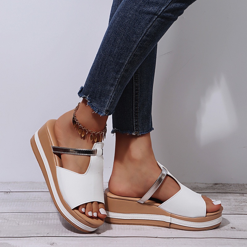 TBIG [COD] Sandal Slip On Wedges Megan Wanita Sepatu Korea Style Sekolah Kuliah