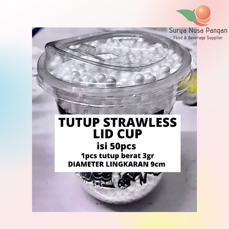 TUTUP GELAS PLASTIK TANPA SEDOTAN (isi 50pcs) / STRAWLESS Lid / Strawless Cup Lid