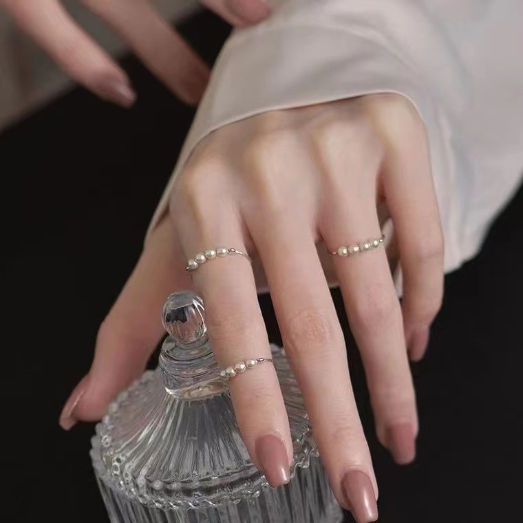 Cincin Mutiara Model Terbuka Gaya Vintage Korea Untuk Wanita