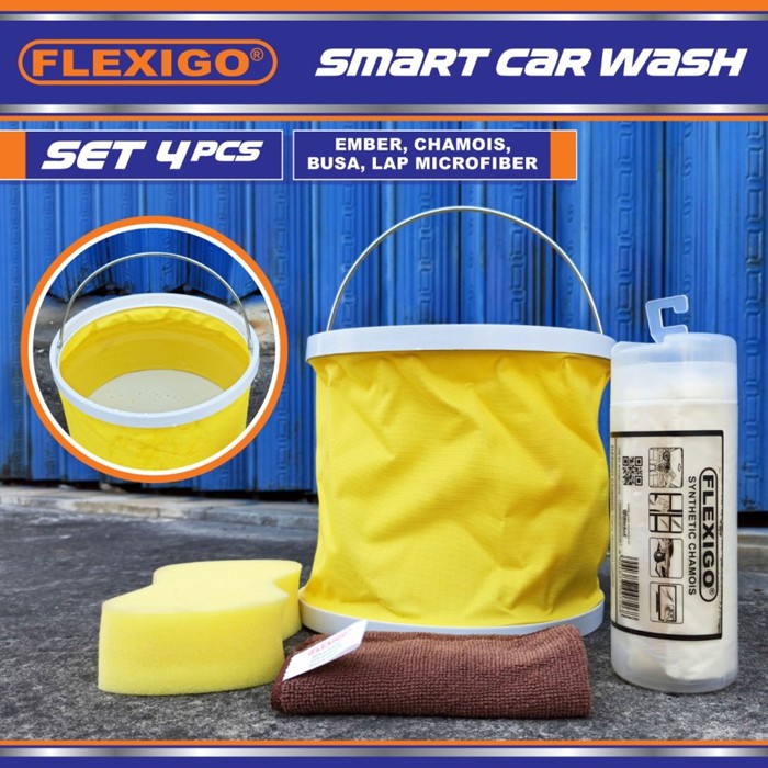 Perawatan Mobil Smart Car Wash / Flexigo Ember Lipat, Microfiber, Chamois, Busa