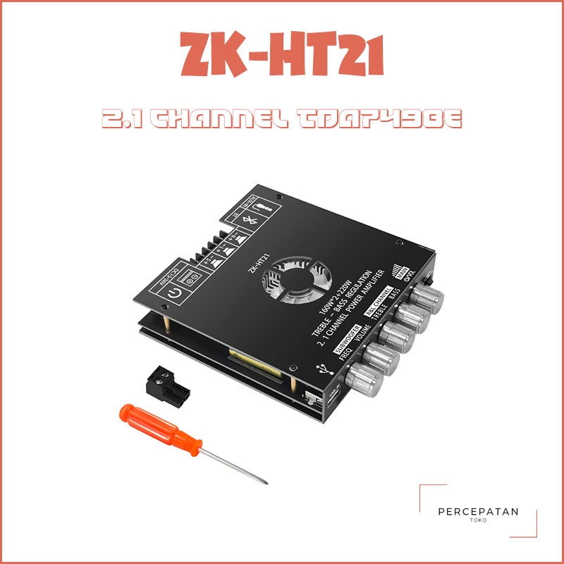 【ZK-HT21】 Bluetooth digital power amplifier modul 2.1 channel 【TDA7498E】 subwoofer nada tinggi dan rendah 160W * 2