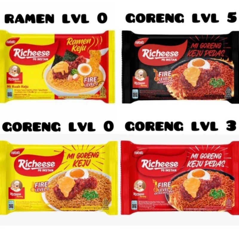 MIE RICHEESE / MIE RICHEESE FACTORY / MIE RICHEESE LEVEL 0 / LEVEL 3 / LEVEL 5 / MIE RAMEN RICHEESE / MIE RICHIS / MIE RICHES / MIE RICIS