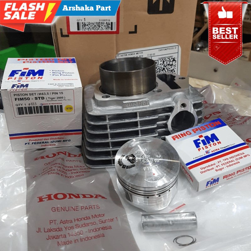 PROMO BLOK SEHER BORING PISTON SET FIM TIGER ASLI ORIGINAL HONDA PASTI ASLI ORIGINAL