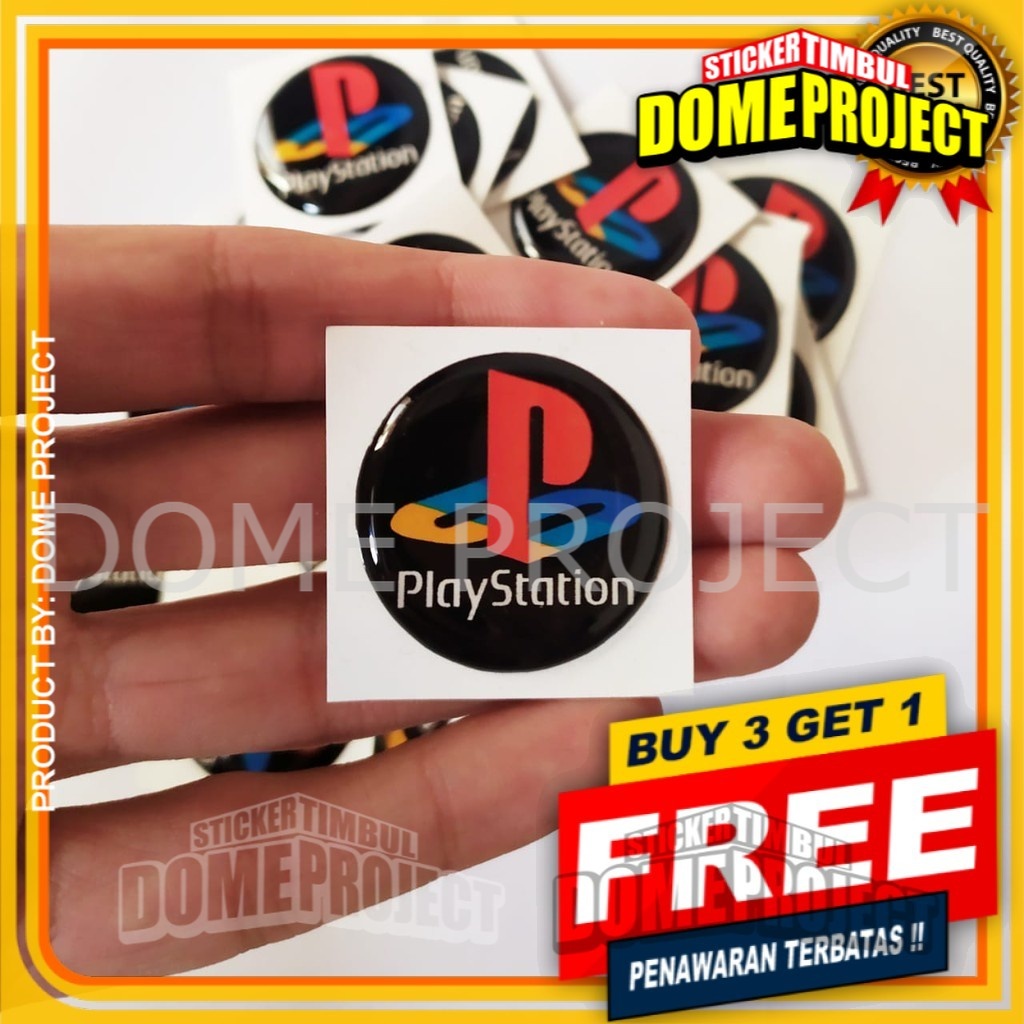 STIKER MOTOR TIMBUL MOTOR KACA MOBIL HELM KOPER EMBLEM 3D LOGO PLAYSTATION CLASSIC AESTHETIC KEREN WATERPROOF SATUAN