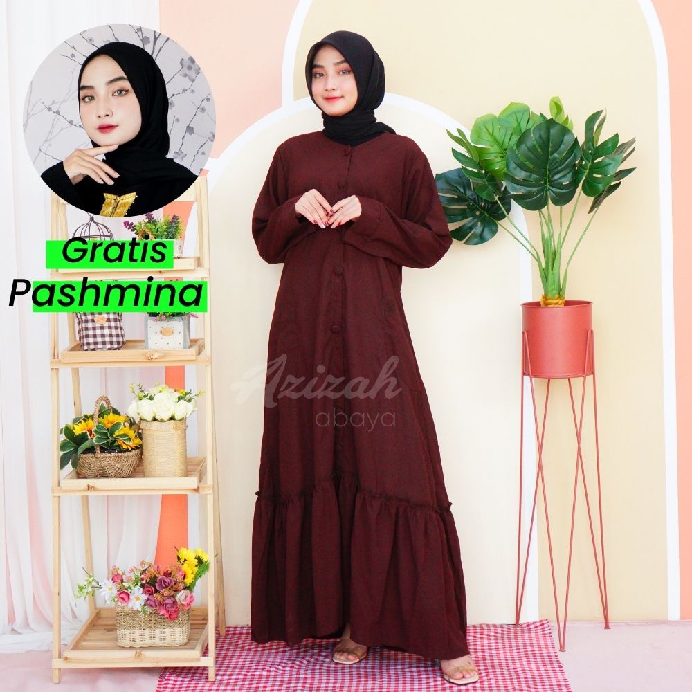 Gamis Busui Polos Jumbo Bahan Wolfis Premium Adem Gamis Adem Nyaman Dipakai Kancing Depan Real Pict 