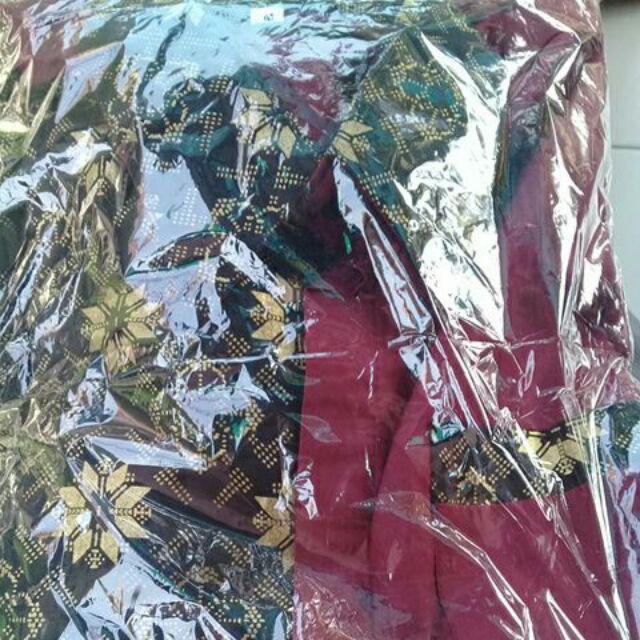 Risna Batik Hrb026 Kombinasi Batik Polos Warna M L Xl Pendek Batik Prada Pekalongan Masa Kini Keren