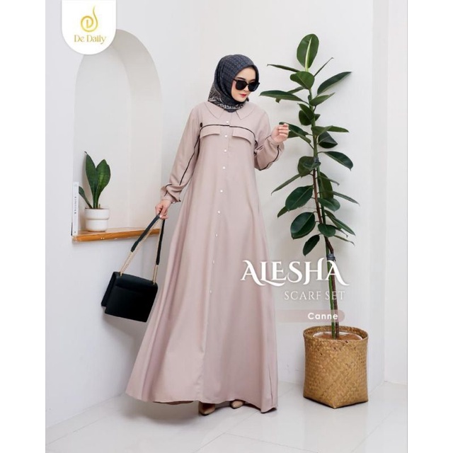 TERBARU ALESHA DRESS SET SCRAF BY DE DAILY