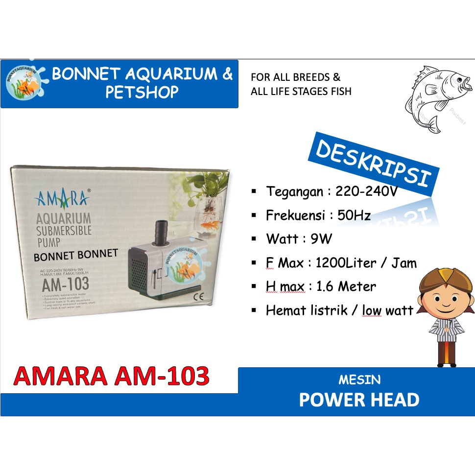 Amara AM 103 Pompa Air Akuarium dan Kolam Ikan