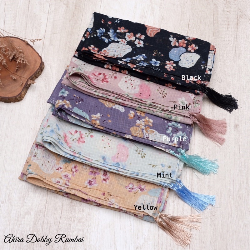 {HIJAB RUMBAI } HIJAB MOTIF SEGIEMPAT AKIRA DOBBY- KERUDUNG SEGIEMPAT CHIFFON FINE -CHIFFON MOTIF - 