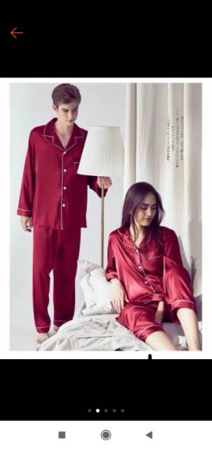 Baju tidur piyama pp couple bahan satin