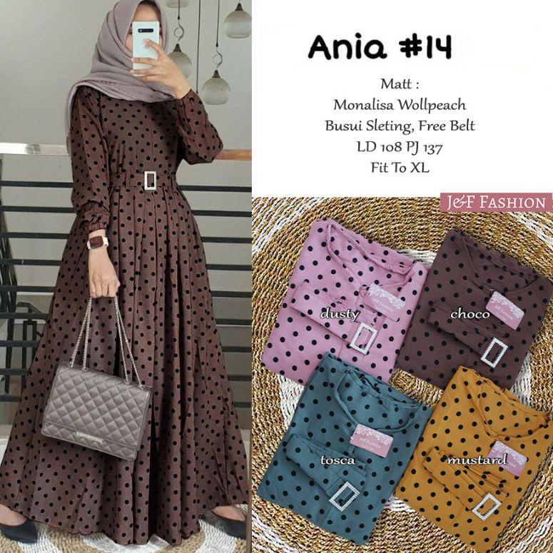 [PRODUK G8PSQ] Gamis Sabuk Ania 14 Maxy Wanita Katun Monalisa Busui Onde Polkadot Polka Muslim Musli