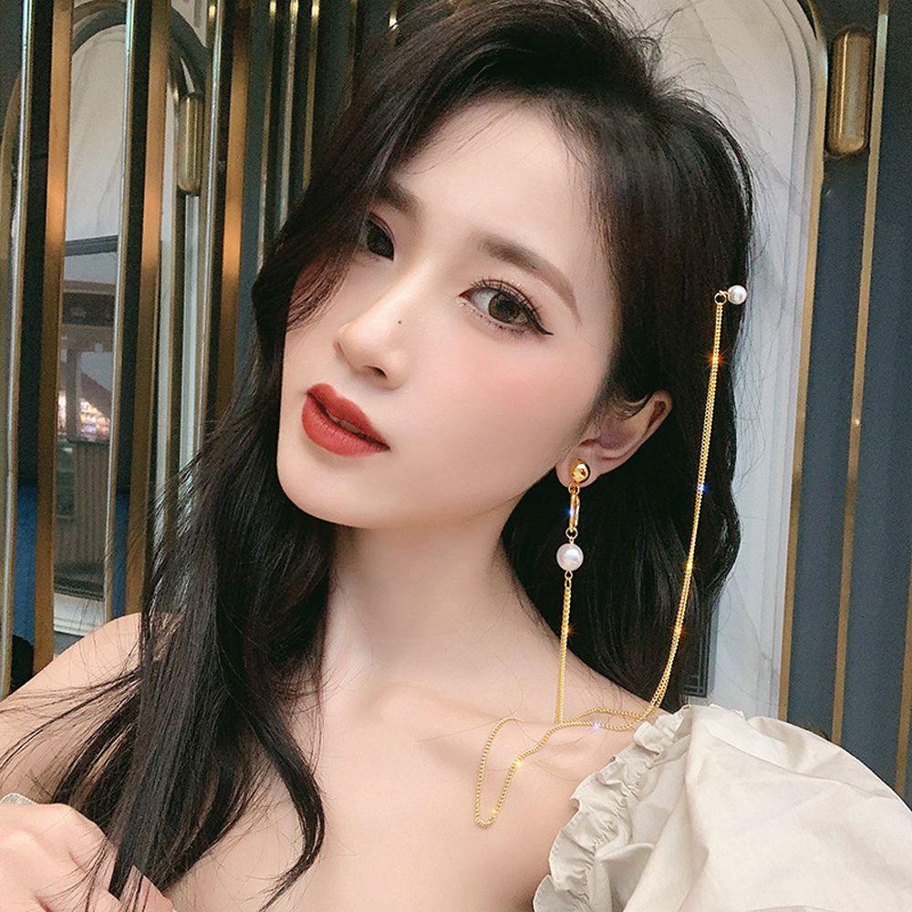 Mxbeauty Mutiara Menjuntai Anting Elegan Tidak Teratur Jepit Rambut Pesta Dengan Klip Rambut Perhiasan Pernikahan Ear Studs