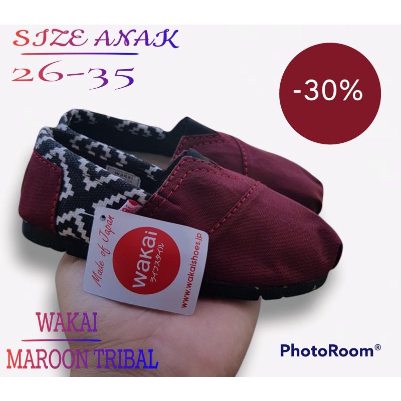 Slip on anak unisex/ slip on wakai anak Maron Tribal Termurah