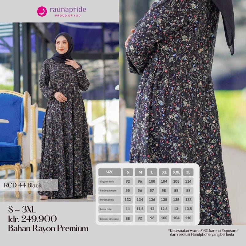 Rauna RGD 44 - Gamis Terbaru 2022 - Gamis Motif Kekinian