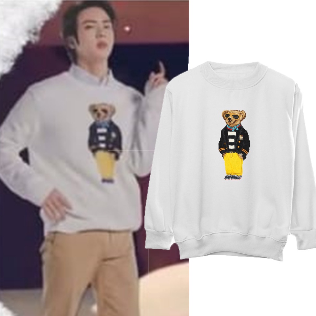 Sweater basic Bangtan JIN Beruang pakai kacamata