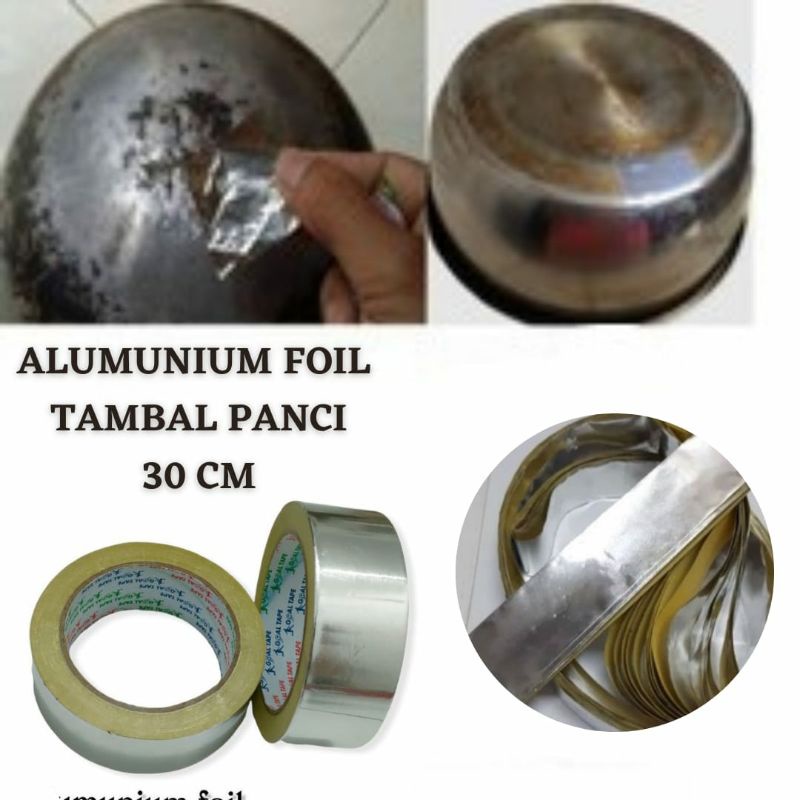 5pcs Tambal Panci Alumunium Foil Lakban Alumunium Foil Tape Tahan Panas 30cm