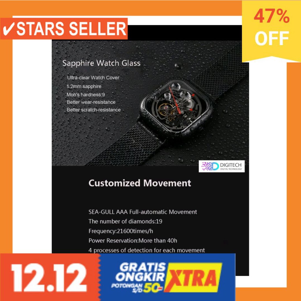 JAM TANGAN GROSIR MURAH LELAKI ANTI KARAT AIR LAKI / Jam Tangan Xiaomi CIGA Hollow Out Design