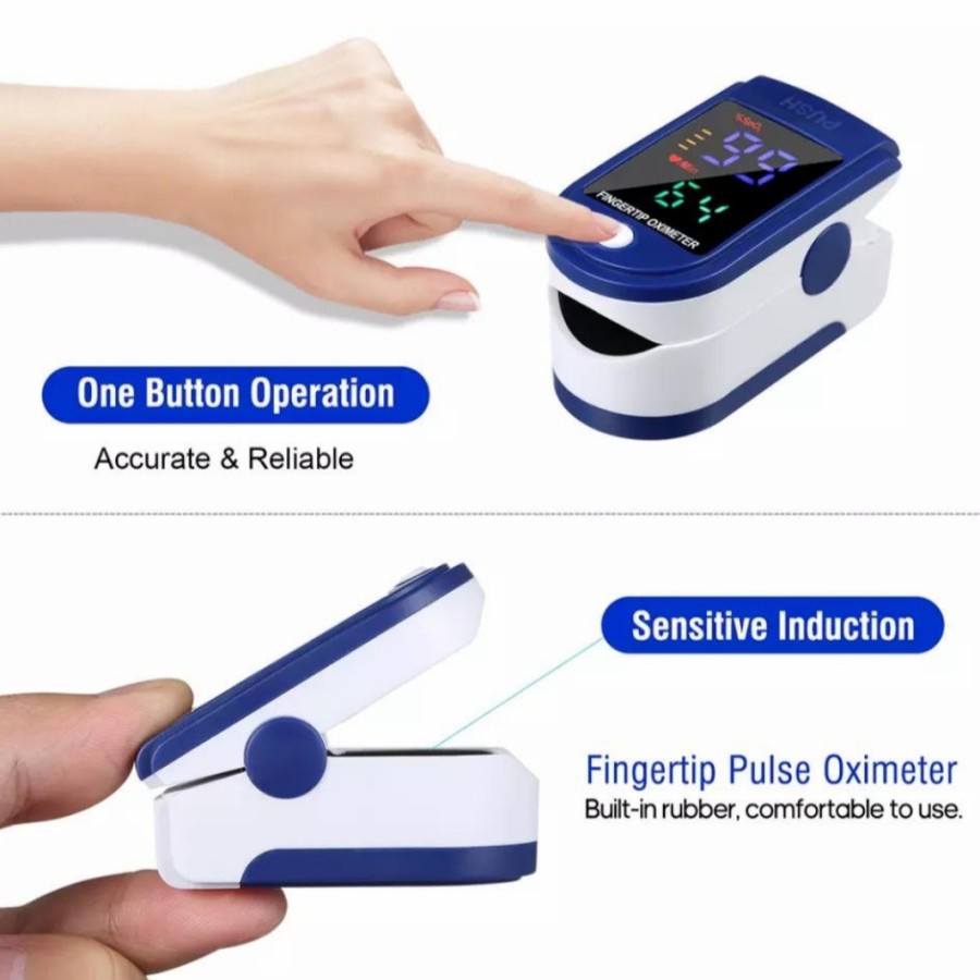 Fingertip Pulse Oxymeter Oximeter Alat Kesehatan Kadar Saturasi Oksigen dan Detak Jantung