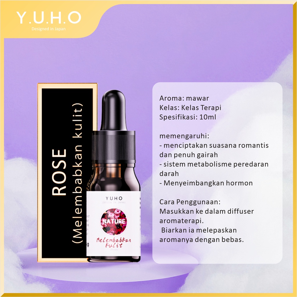 YUHO Diffuser humidifier mobil portable essential oil reed hampers safe care aromatheraphy pembersih udara Pelembab minyak esensial aromaterapi parfum pengharum uap ruangan air purifier penyejuk infuser minimisk-Y-Rose