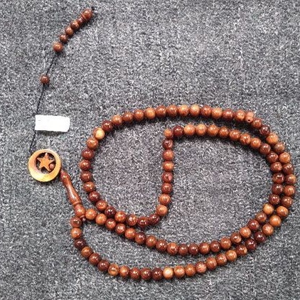 tasbih kokka bulat coklat bulan bintang ± 9 mm ( 9mm ) 99 butir (kauka kaukah pukah pukaha kuka koka )