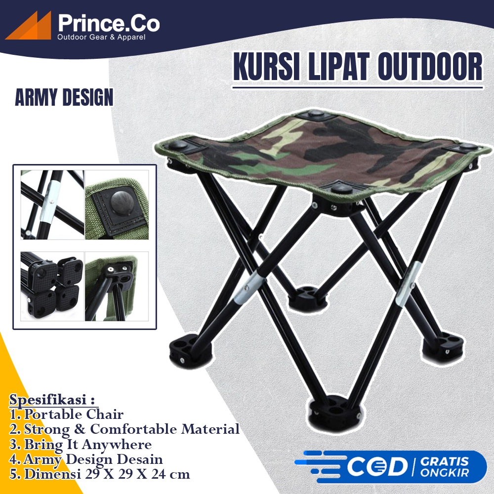 Kursi Lipat Outdoor Portable Kursi Bangku Mancing Camping Hiking Kursi Gunung Design Army