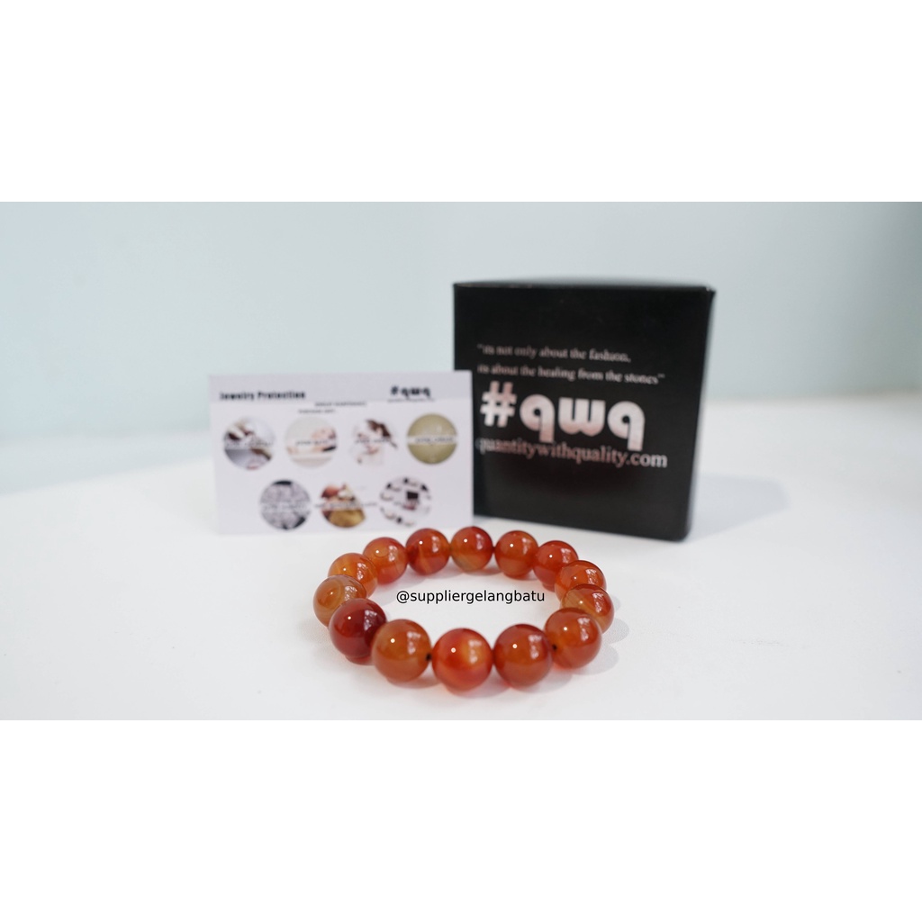 gelang tangan CARNELIAN orange premium batu alam asli oren bonus kotak