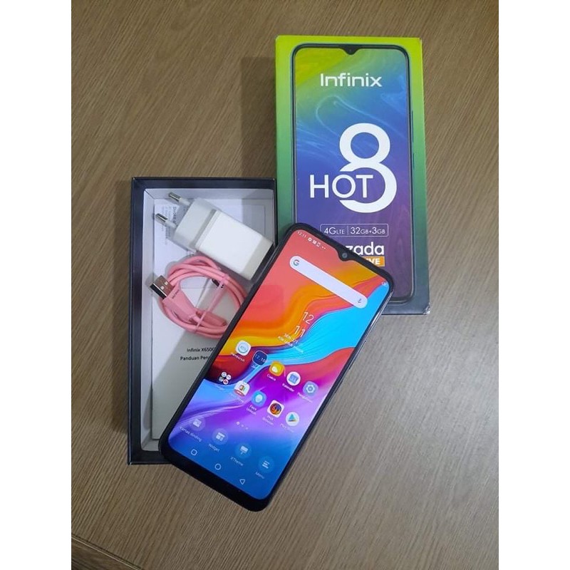 Jual HP Handphone Bekas Infinix Hot 8 Ram 3/32gb Fullset HP Seken Second Siap Pakai