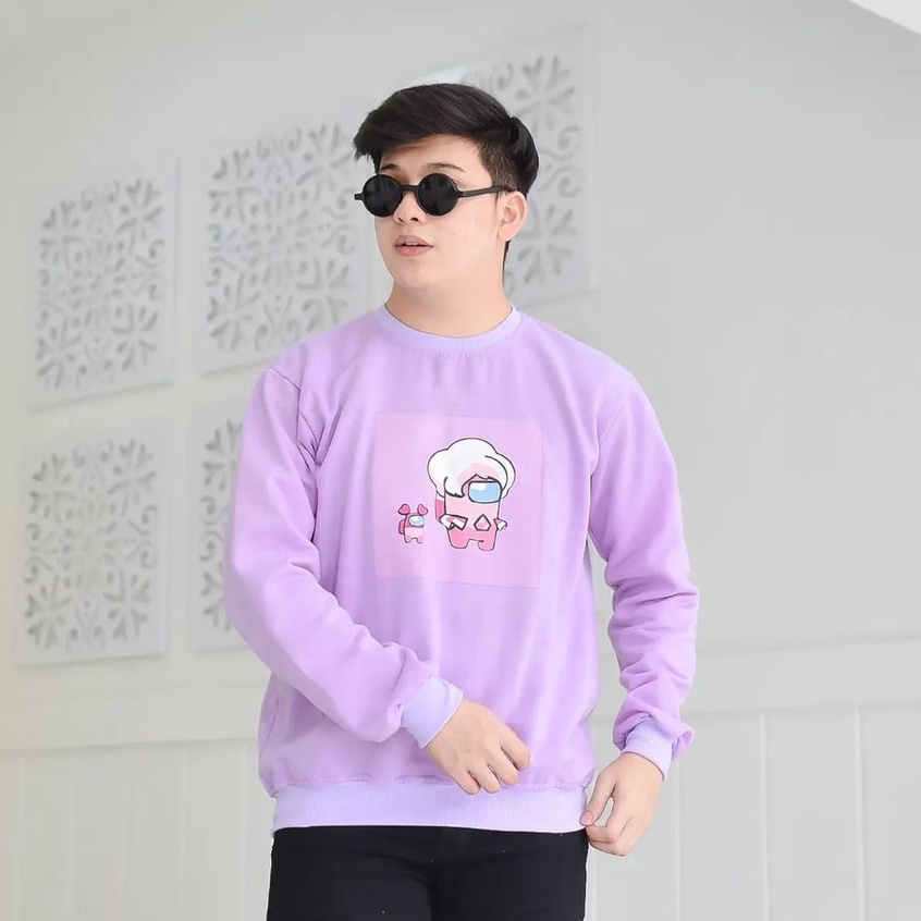 Sweater Among Us Purply Unisex Fashion Model Terbaru