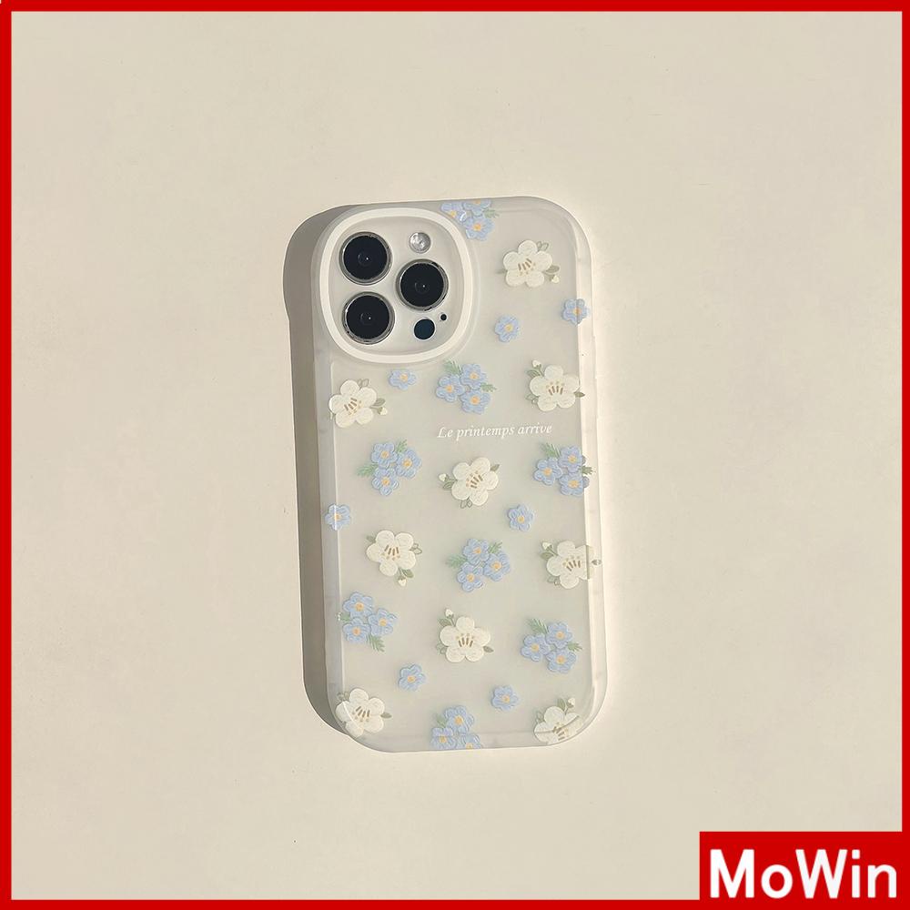 iPhone Case Silicone Soft Case Clear Case Thickened Airbag Shockproof Camera Full Coverage Protection Blue Flower For iPhone 13 Pro Max iPhone 12 Pro Max iPhone 11 iPhone7 Plus