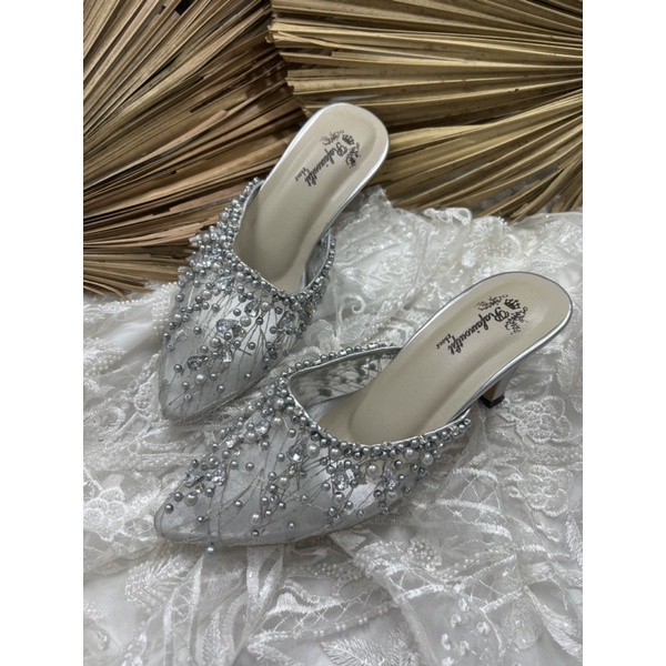 sepatu Rafaizoutfit sepatu wanita sepatu wedding sintya silver 7cm lancip