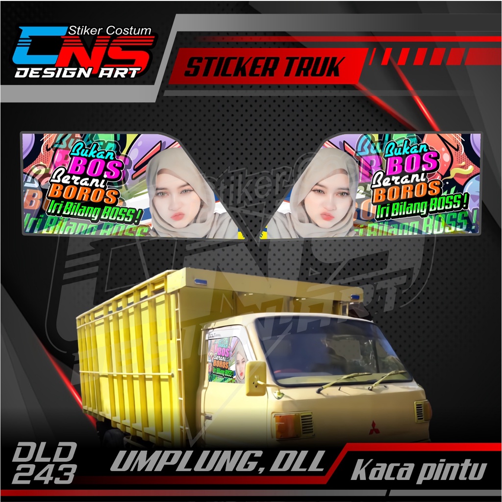 Stiker Kaca Pintu Depan Truk TEPAK/UMPLUNG Custom Foto Cewek Cantik Hijab Vector Seksi Bisa Request 