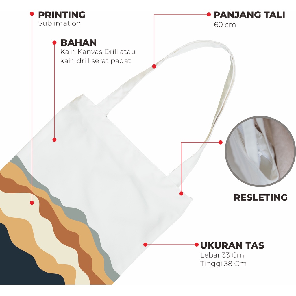 Sevine Tote Bag Resleting Drill Totebag Tas Laptop Wanita Japanese Pattren Art - JPA