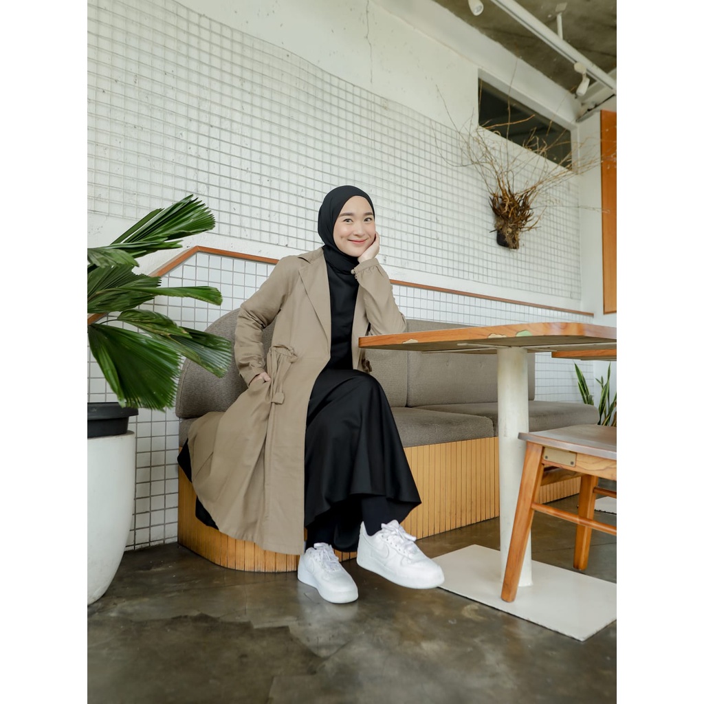 Coat Wanita Muslimah Hijaber Outer Jilbab Cantik Arami Coat Khaki