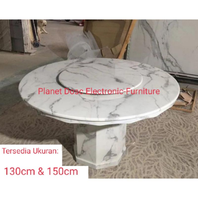 Meja Makan marmer 130cm Meja makan bulat meja makan batu Dining Table Dining Set