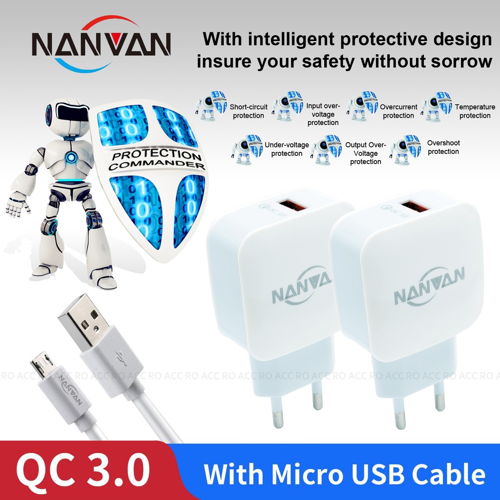 [RO ACC] NVN01 NANVAN QC 3.0 CHARGER FAST CHARGING MICRO USB ALL TIPE HP