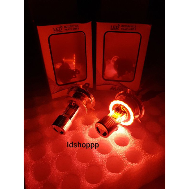 Lampu Led H4 ring angel merah dan biru