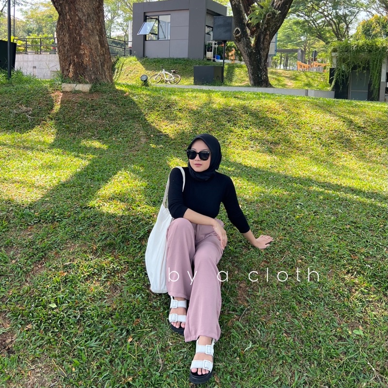 loose pants trousers highwaist - celana anti kusut - kulot ironless - celana kantor formal - kulot wanita - pants jumbo - crinkle airflow