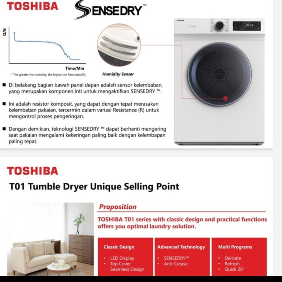 Dryer Toshiba TDH80SEN / Pengering Toshiba TD-H80SEN