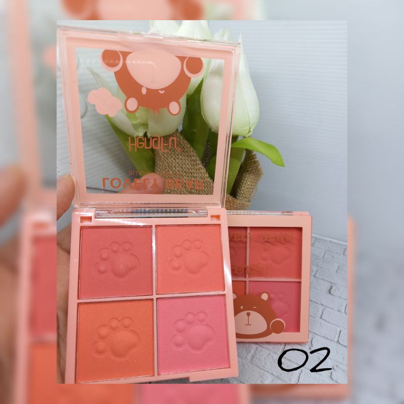 BLUSH ON PALLETE 4 WARNA HENGFU LOVELY BEAR