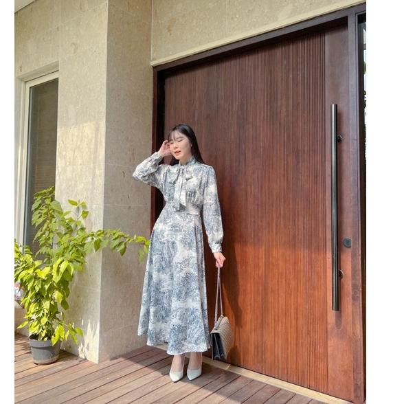 TRX2y2Xm--KANON - Ibuki Crinkle Dress - Dress vintage crinkle midi dan maxi motif abstrak hijab frie