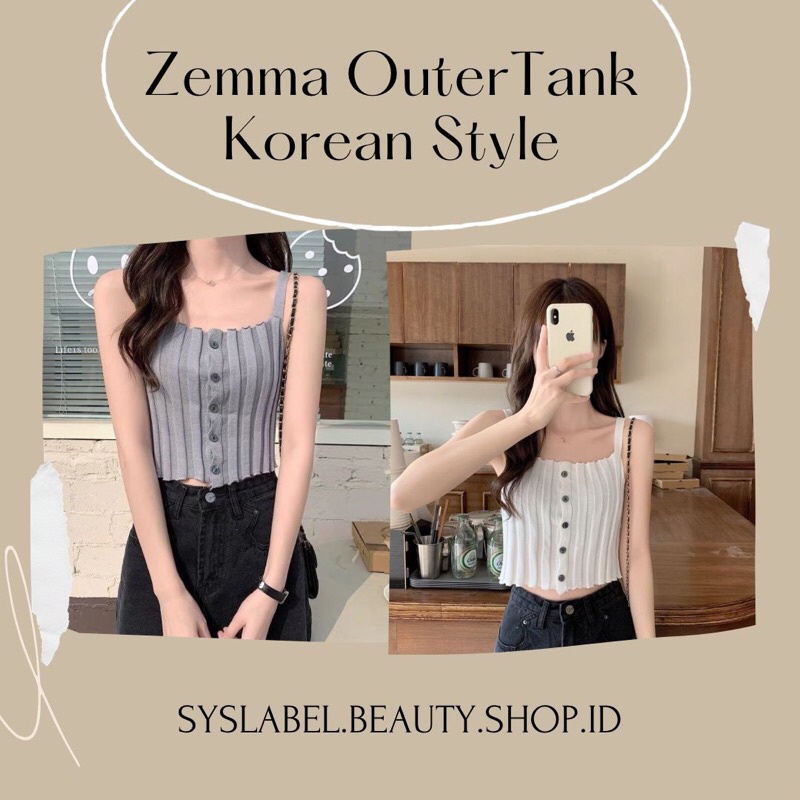 [IMPORT] Zemma Outer Tank Korean Style - Tanktop Button Knit - Tanktop Knit Import G2