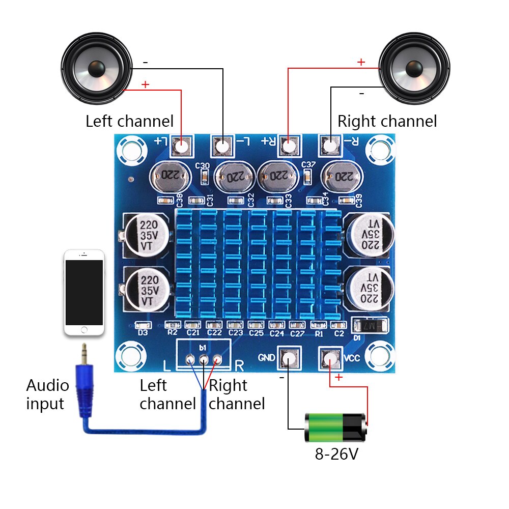 TPA3110 XH-A232 POWER AMPLIFIER CLASS D 30W+30W 2.0 Digital Audio Power Amplifier Board 2x15w PAM8610