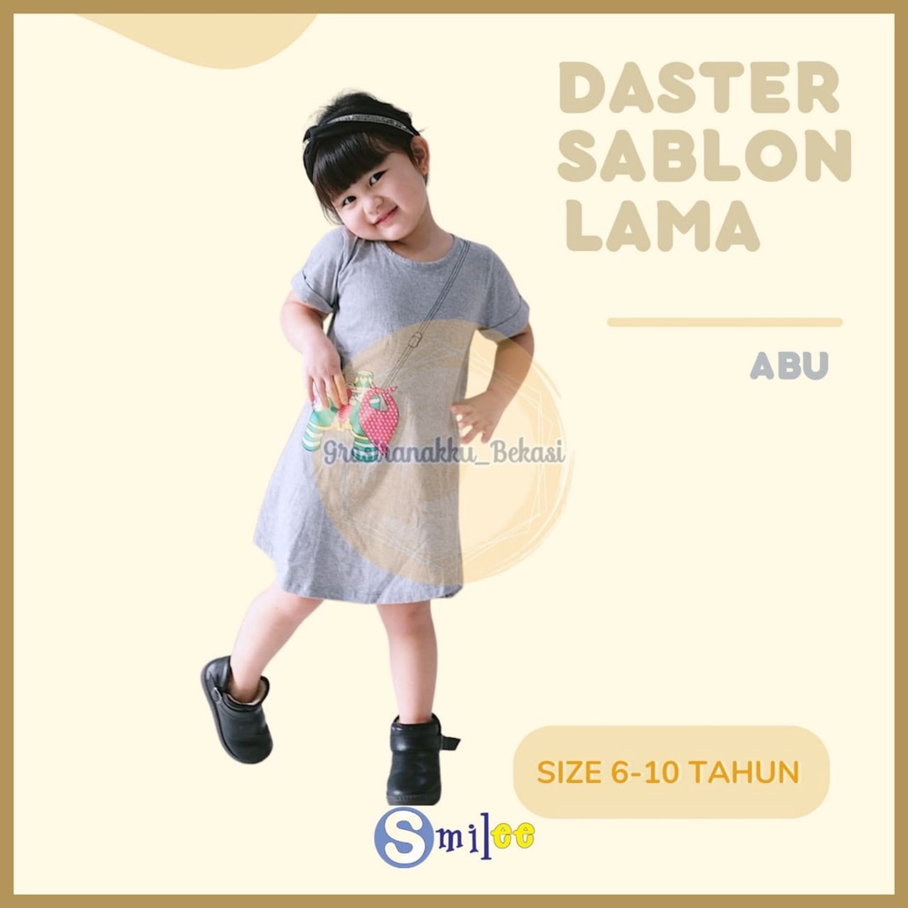 Daster Anak Smile Sablon Junior Motif Abu Kamera Size 6-10Tahun