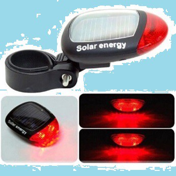 LAMPU SEPEDA TENAGA MATAHARI-Solar Bicyle Taillight Warning Light / Lampu Rambu Sepeda - 909 - Black