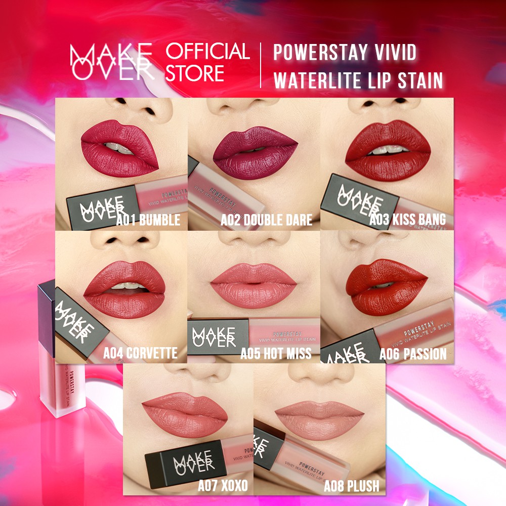 MAKE OVER Powerstay Vivid Waterlite Lip Stain - Liptint tahan lama ringan watery base ombre nude