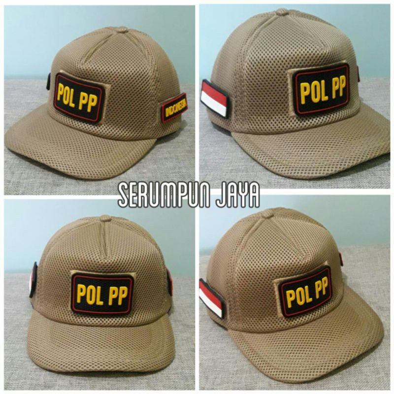 TOPI SATPOL PP - TOPI POL PP - TOPI POL PP JARING DOUBLE MESH 3PATCH VELCRO KREM